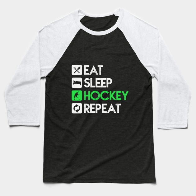 Puck Eat Sleep Hockey Repeat Gift Baseball T-Shirt by Upswipe.de